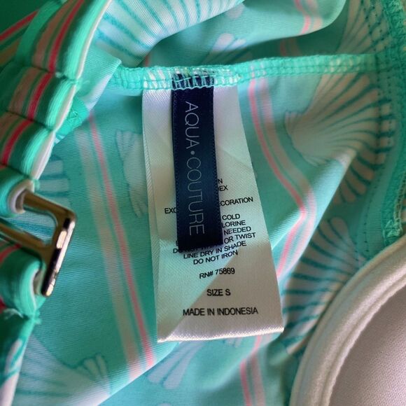 Aqua Couture Tankini - S green sea shell print , nylon spandex - Picture 3 of 5